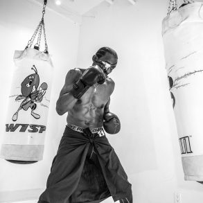Michael Olajide Jr boxes in his gym