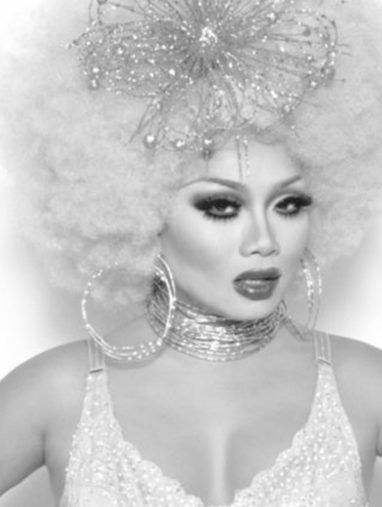 black and white image of jujubee drag queen