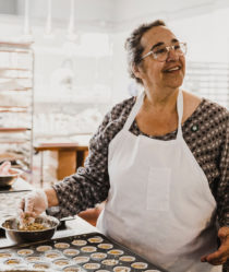 laurie wolf making edibles in her kitchen