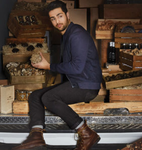 Fine food sourcer Ian Purkayastha sits in a van with crates of wine and truffles