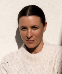 style influencer garance dore poses in white sweater